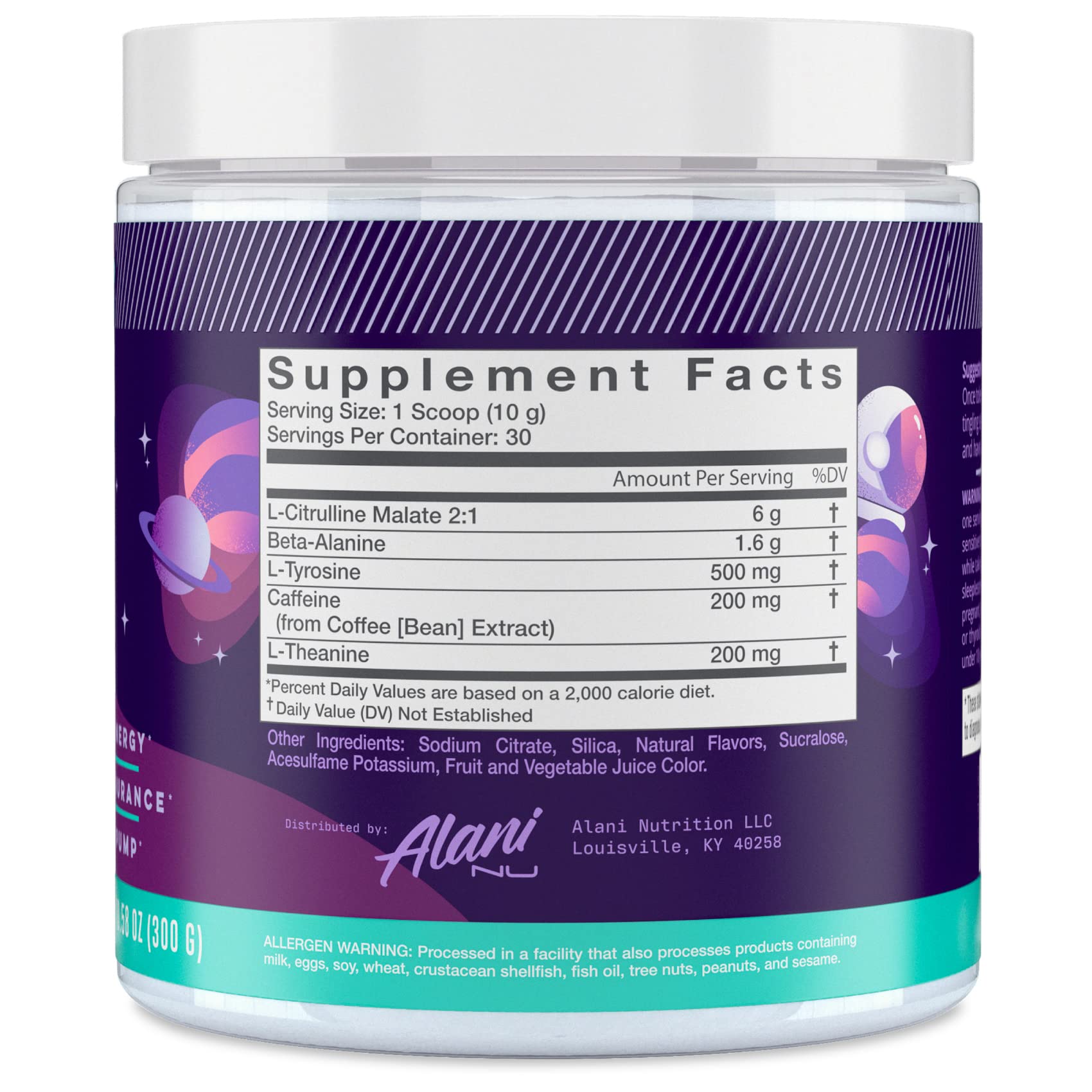 Alani Nu polvo Cosmic Stardust primer plano de textura fina y mezcla