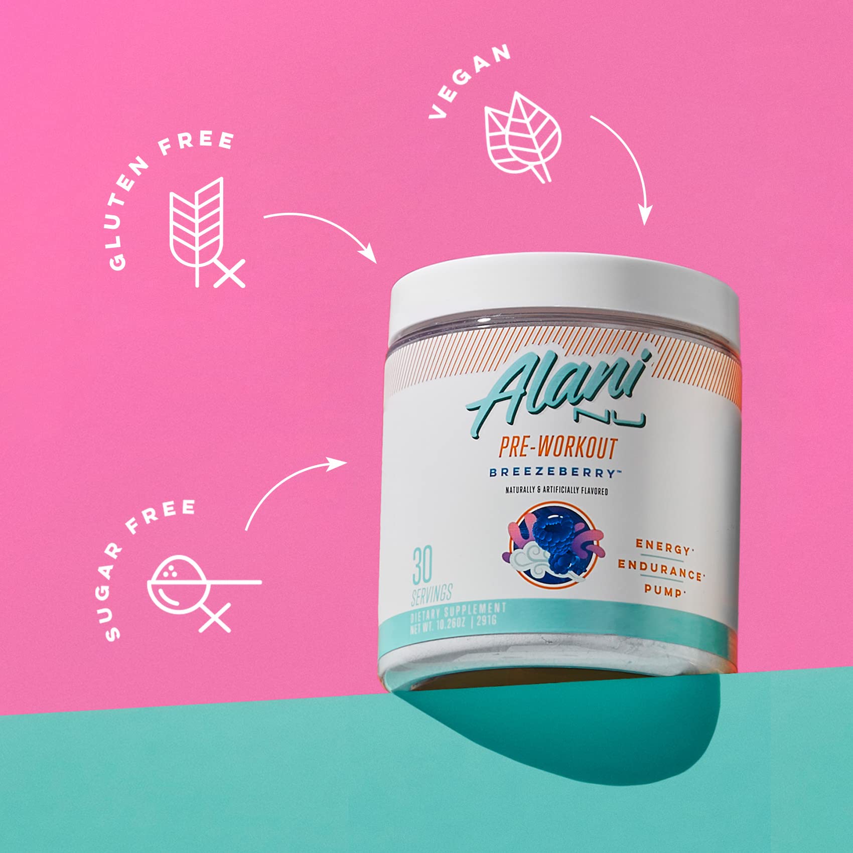 Vaso con Alani Nu mezclado indicando disolución rápida y sabor listo