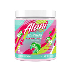 Alani Nu frente del envase mostrando diseño y sabor Cherry Twist, confianza visual