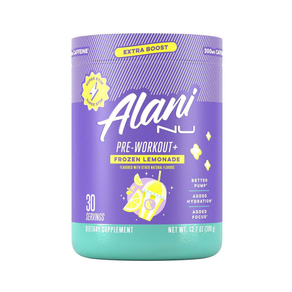 Alani Nu frasco Frozen Lemonade al frente con diseño y beneficio refrescante