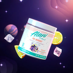 Alani Nu bote abierto con cucharada para ver contenido y dosificación
