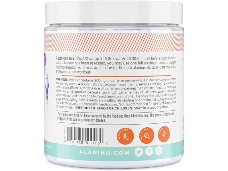 Alani Nu etiqueta con ingredientes transparente y beneficios claros