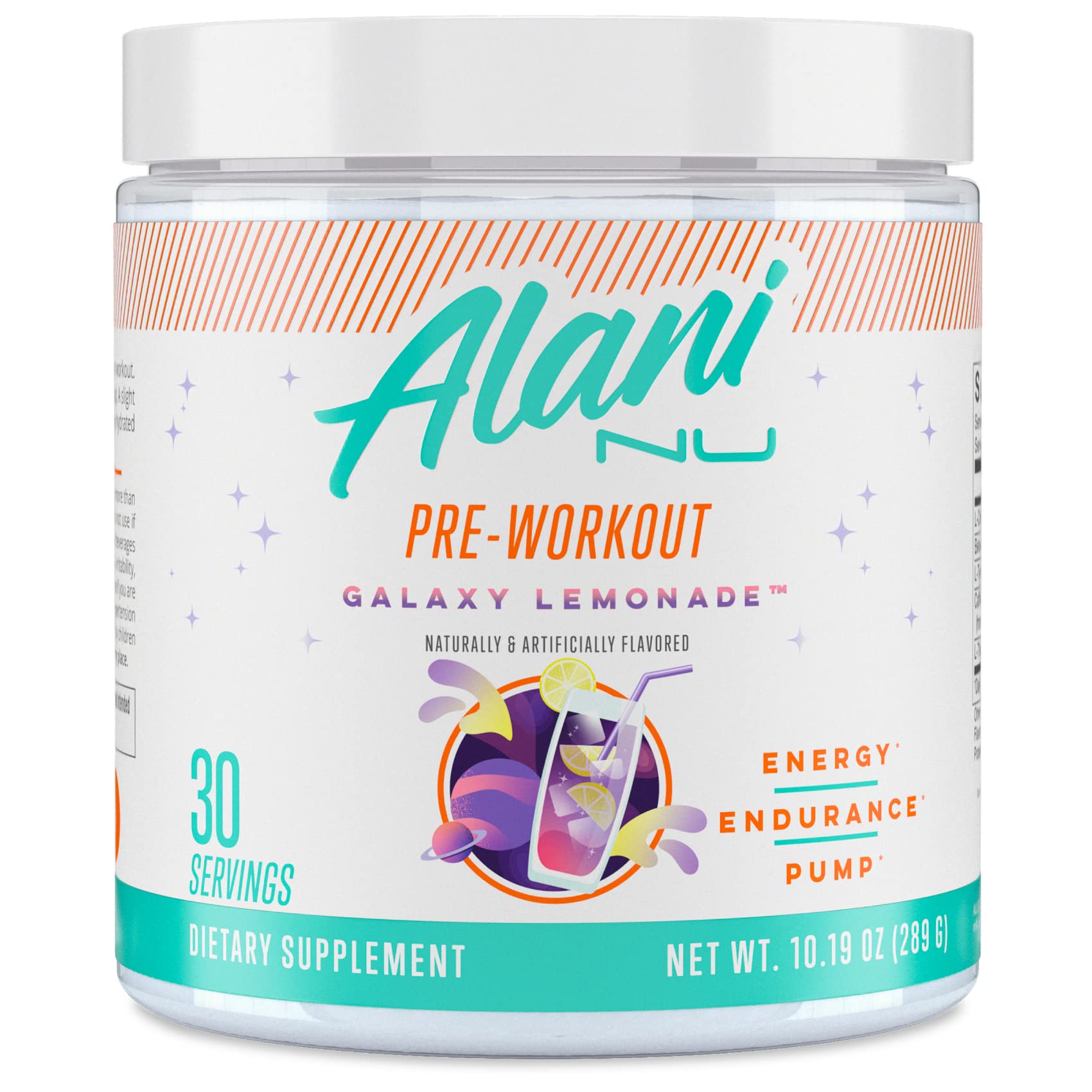 Alani Nu bote frontal GLAXAY Lemonade mostrando diseño y porciones