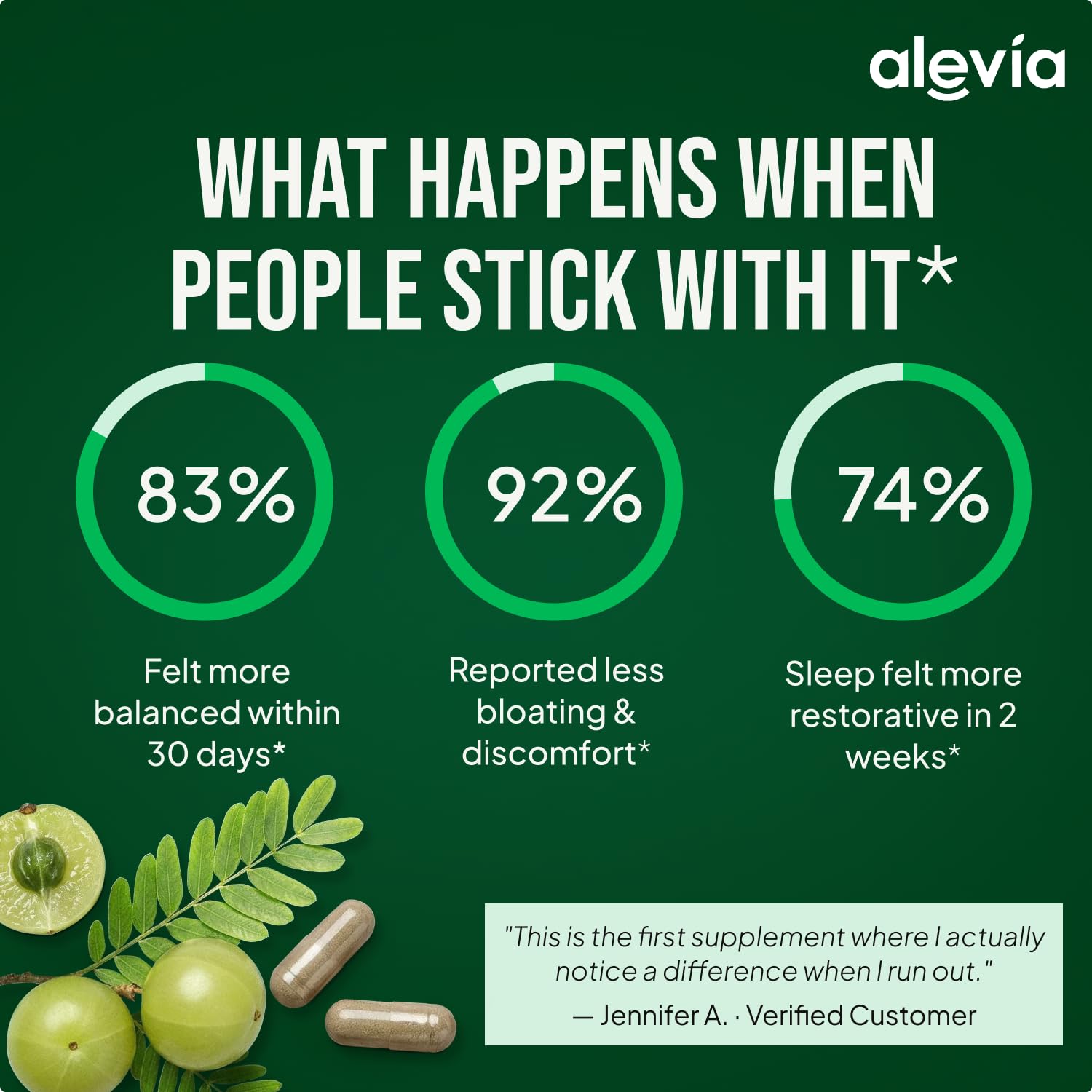 Alevia amla etiqueta con lista de ingredientes y certificaciones claras
