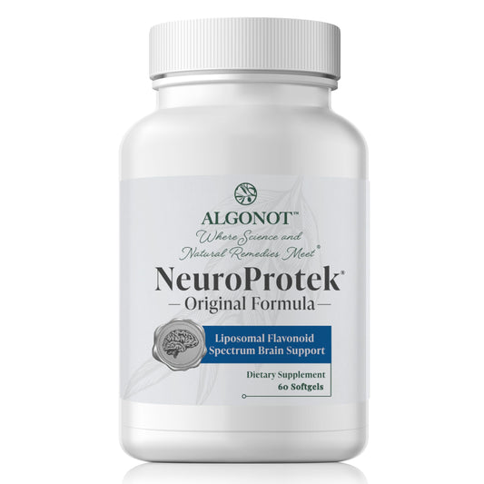 NeuroProtek de Algonot: cápsula liposomal con luteolina, posible apoyo a la función cerebral.