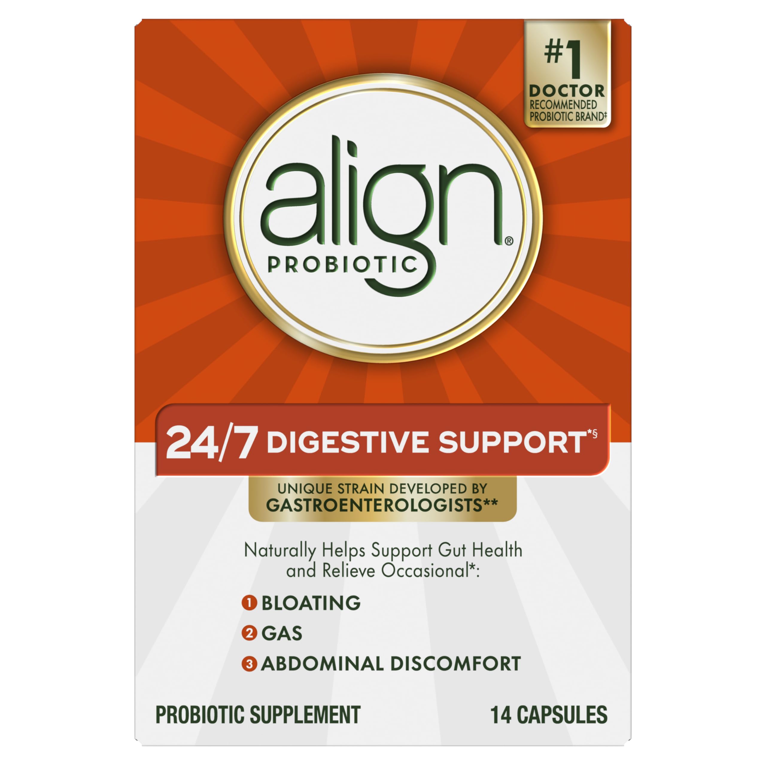 Align caja frontal mostrando las 14 cápsulas y beneficios digestivos