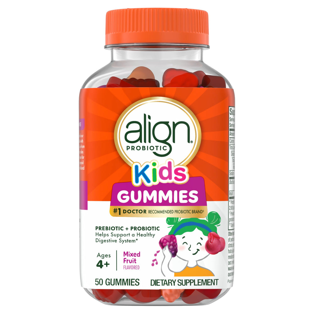 Align empaque frontal mostrando 50 gomitas y beneficio digestivo