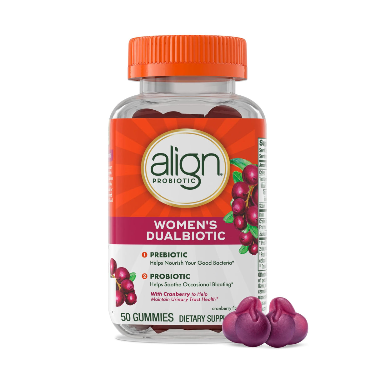 Align envase frontal mostrando 50 gomitas y beneficios claros