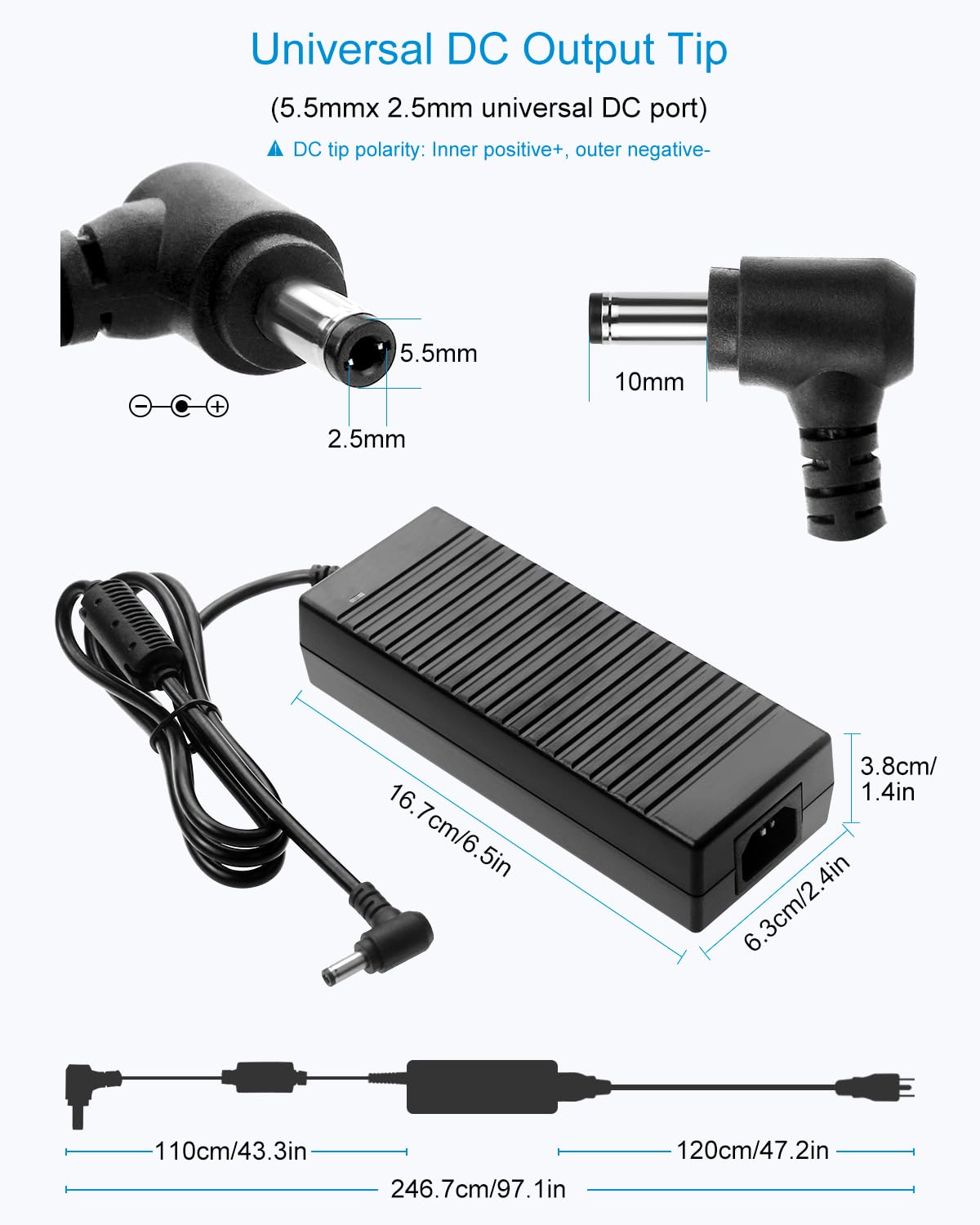 ALITOVE etiqueta con especificaciones 24V 5A para identificar uso seguro