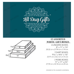 All Day Gifts conjunto de tres tamaños alineados para comparar medidas y elegir según la prenda