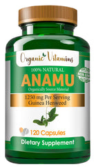 Frasco All Nue Anamu orgánico 1250 mg vista frontal con etiqueta clara y beneficios