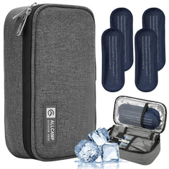 ALLCAMP funda insulina frente gris mostrando cremallera doble y diseño resistente