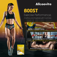 Allcoovita envase abierto con gomitas listas para tomar rápidamente