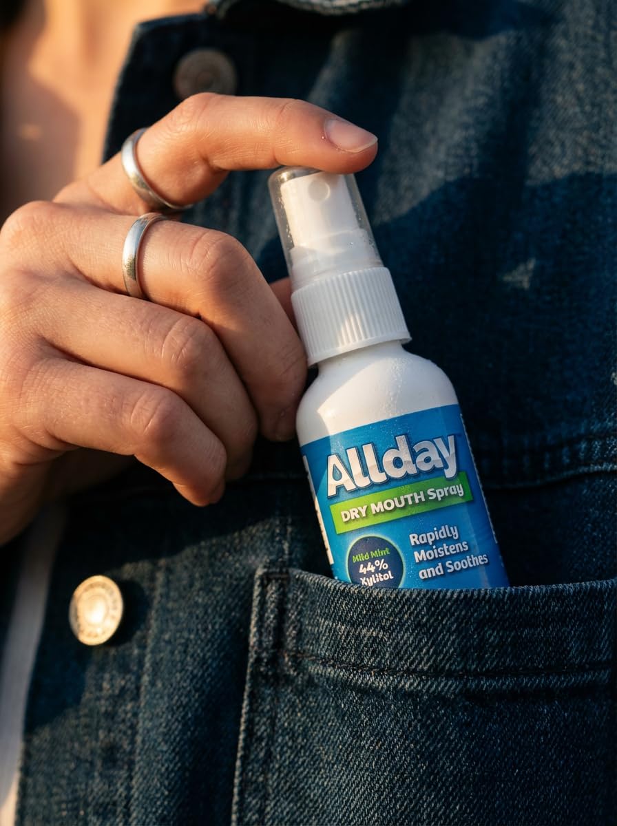Allday ambientación de baño que sugiere rutina diaria de cuidado