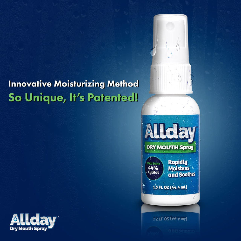 Allday spray en uso por persona para alivio inmediato y refresco oral