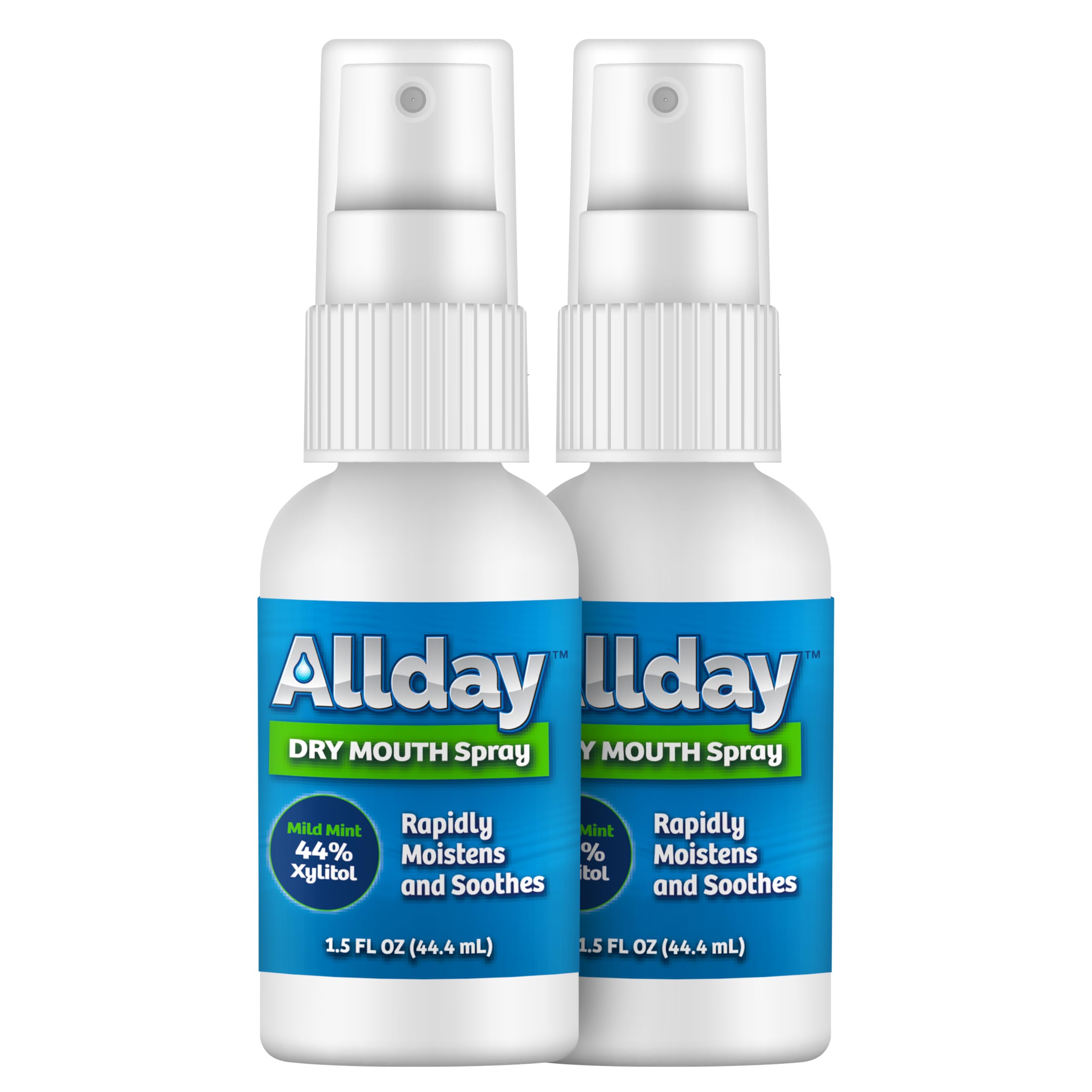 Allday frasco frontal pack de 2 mostrando diseño y tamaño portátil