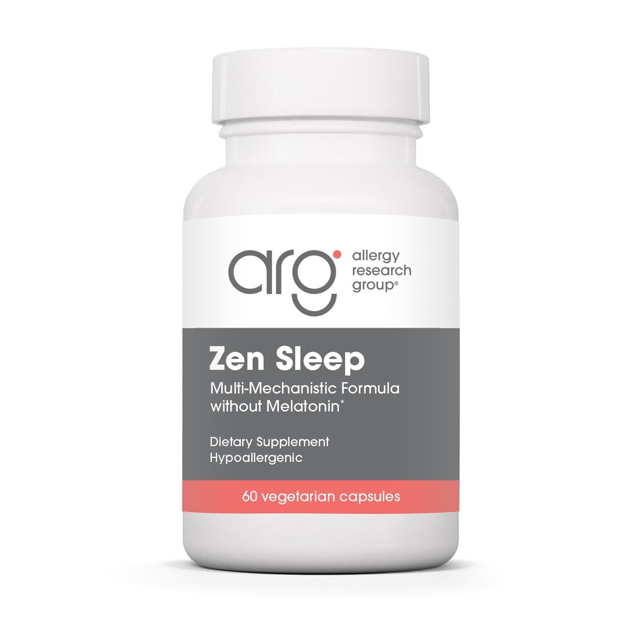 Allergy Research Group envase frontal de ARG Zen Sleep mostrando la etiqueta clara y beneficios