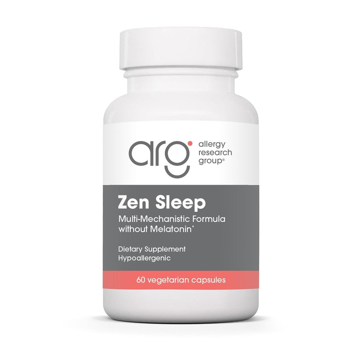 Allergy Research Group envase frontal de ARG Zen Sleep mostrando la etiqueta clara y beneficios