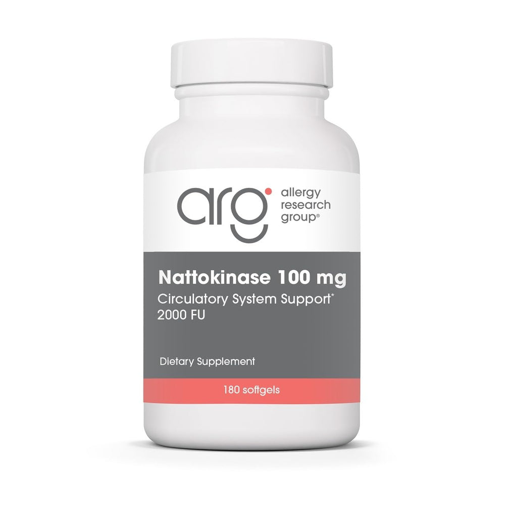 Allergy Research Group frasco frontal mostrando etiqueta y beneficio circulación
