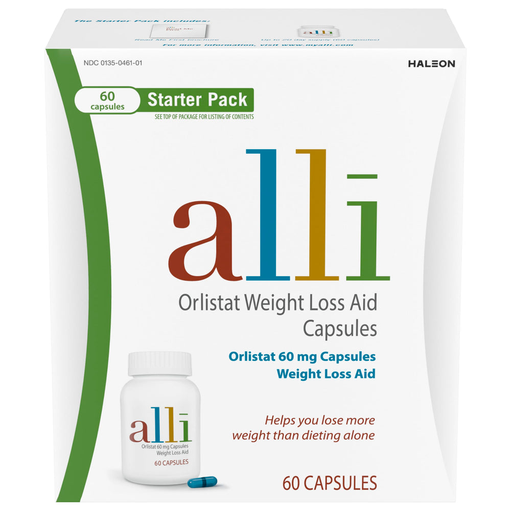 alli empaque frontal mostrando el pack inicial y beneficios claros