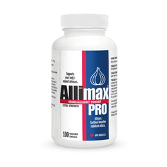 ALLIMAX frente del envase mostrando 100 vegicaps y beneficio práctico