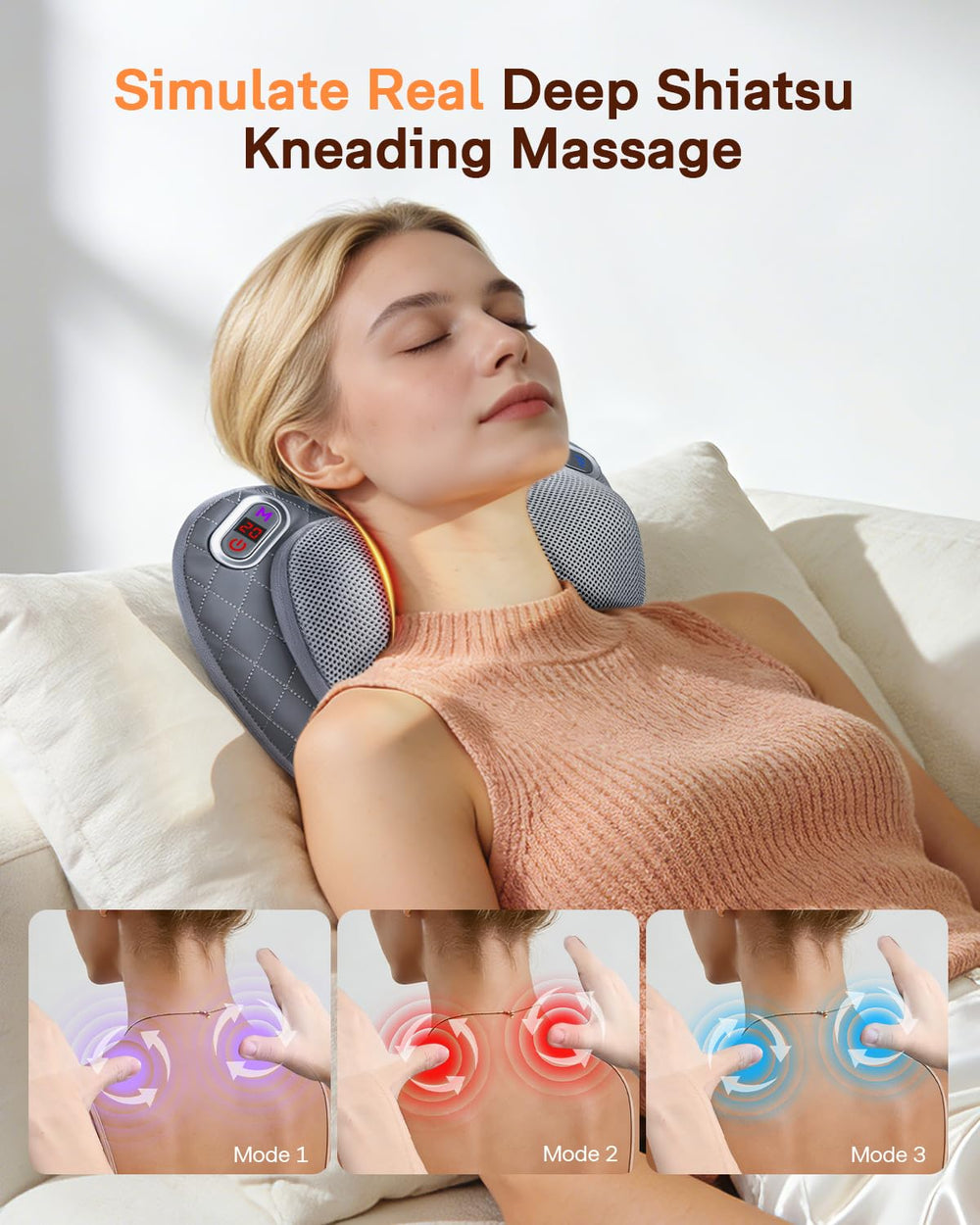 ALLJOY masajeador inalámbrico usado en un sillón para relajación portátil hasta 60 minutos