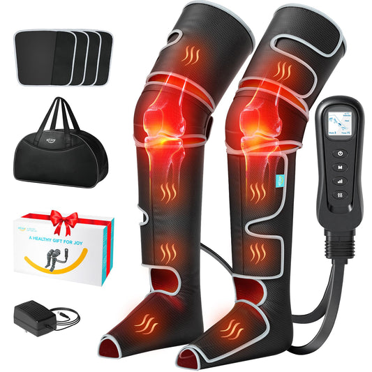 ALLJOY vista frontal del masajeador de piernas mostrando diseño y beneficios ergonómicos
