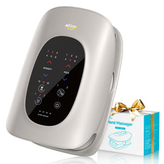 ALLJOY vista frontal del masajeador mostrando diseño ergonómico y beneficios de relajación