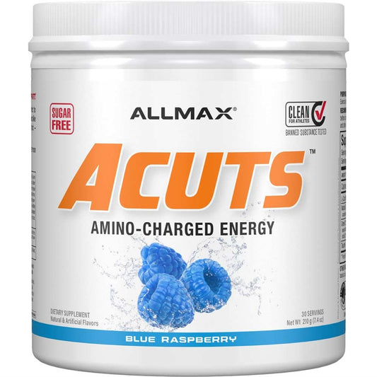 ALLMAX A:CUTS Blue Raspberry bottle pouring for quick energy before training