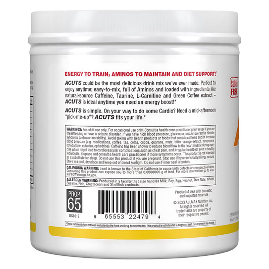 ALLMAX AMINOCUTS vertido en vaso muestra una bebida energizante lista para usar.