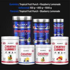 ALLMAX creatina usada en gimnasio, apoyo en entrenamientos intensos