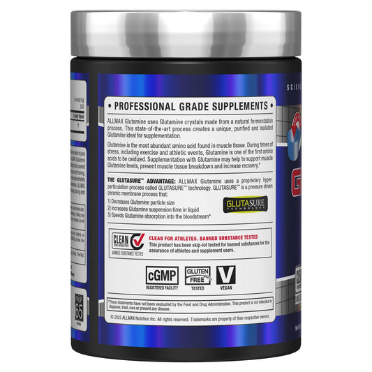 ALLMAX Glutamina, cuchara medidora para dosificación precisa durante las sesiones de entrenamiento.