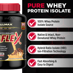 Mano abriendo el envase ALLMAX ISOFLEX para preparar batido, facilita uso diario