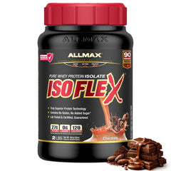 ALLMAX frasco frontal Chocolate con información clara y beneficio de pureza