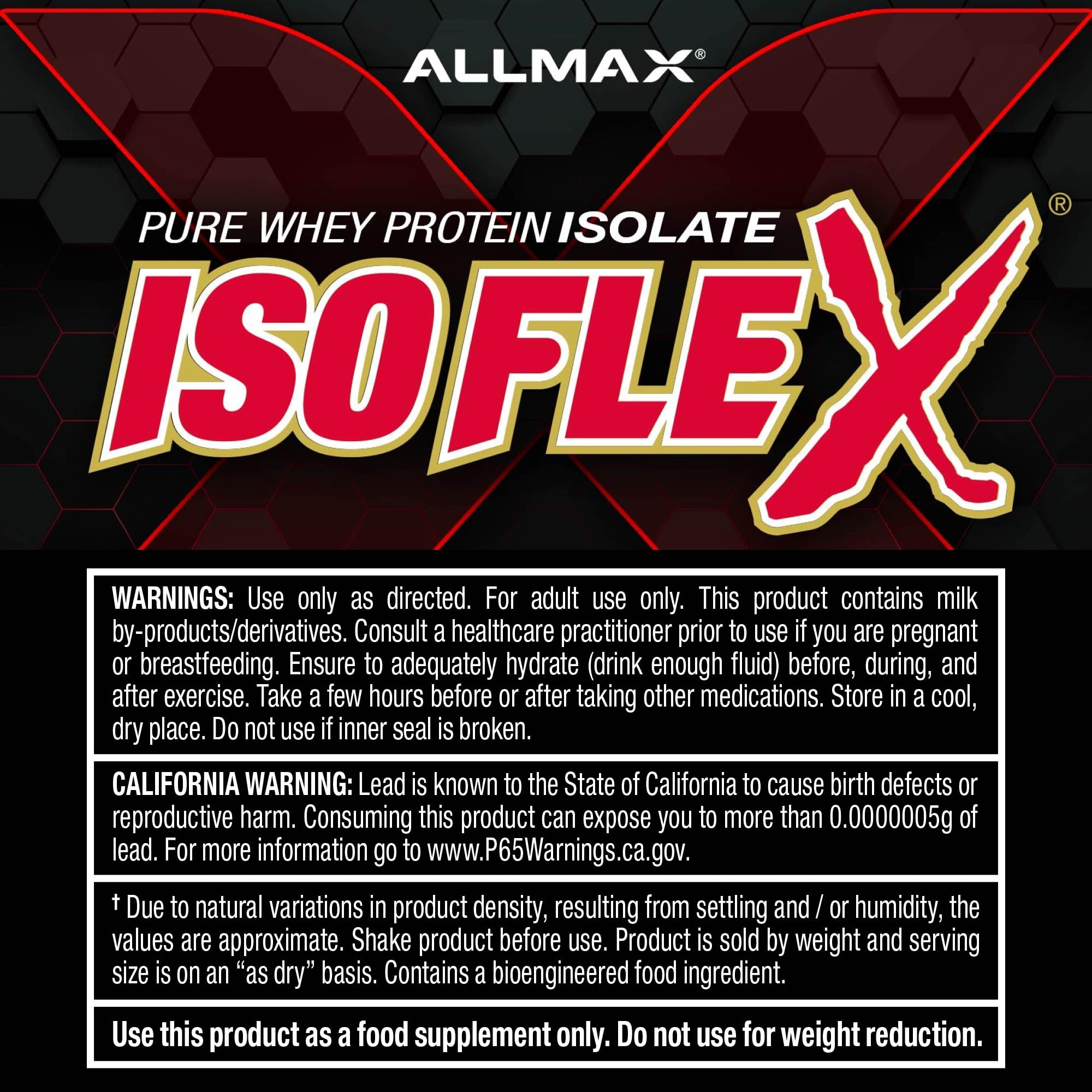 ALLMAX envases alineados en estantería resaltando formato práctico de 2 lb