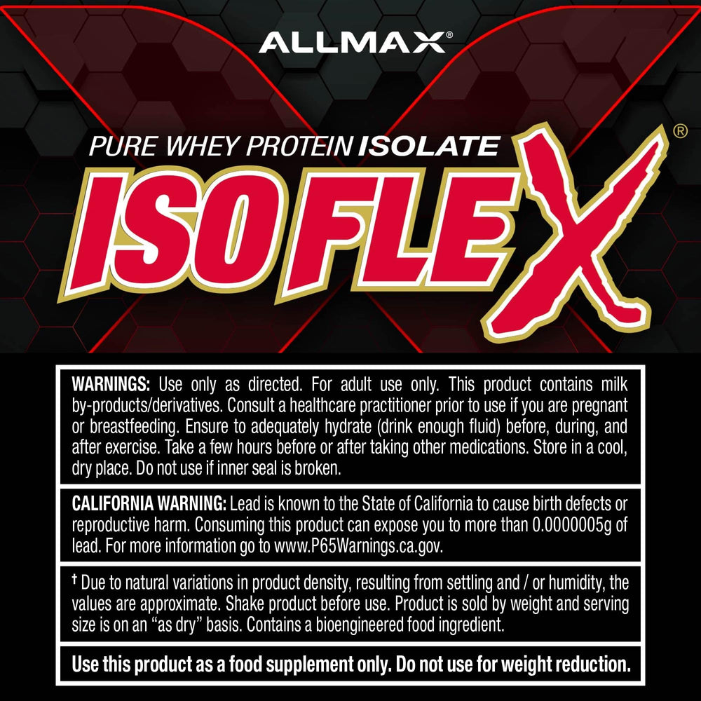 ALLMAX envases alineados en estantería resaltando formato práctico de 2 lb