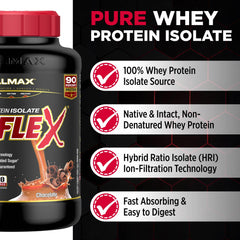 ALLMAX polvo ISOFLEX textura cercana muestra mezcla fina y pura