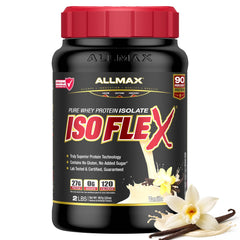 ALLMAX envase frontal Vainilla mostrando marca y beneficio de pureza