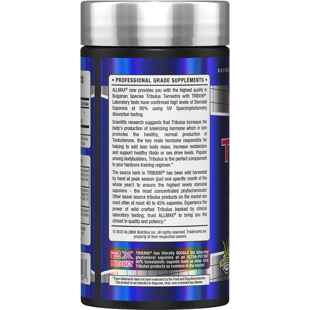 ALLMAX TRIBX90, cápsulas detalle: concentración de saponinas para uso diario.