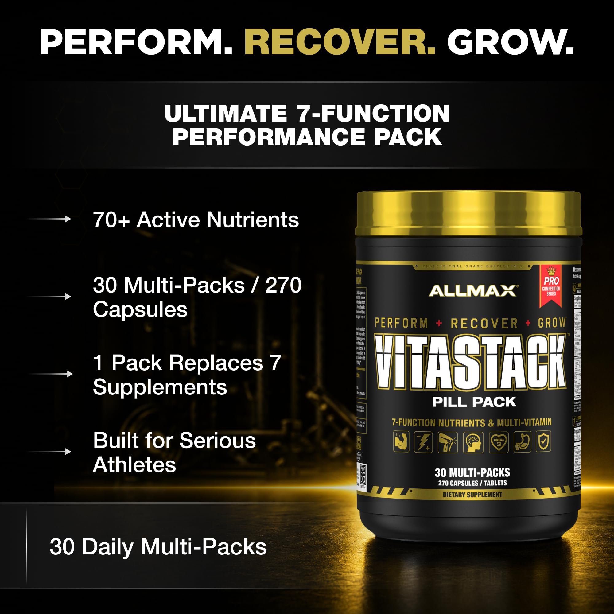 ALLMAX Vitastack persona tomando un sobre en gimnasio para conveniencia