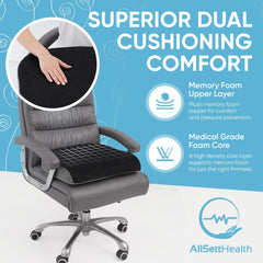 AllSett Health corte interior mostrando las dos capas de espuma para soporte óptimo
