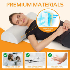 AllSett Health almohada en uso sobre cama entre rodillas para mejor alineación
