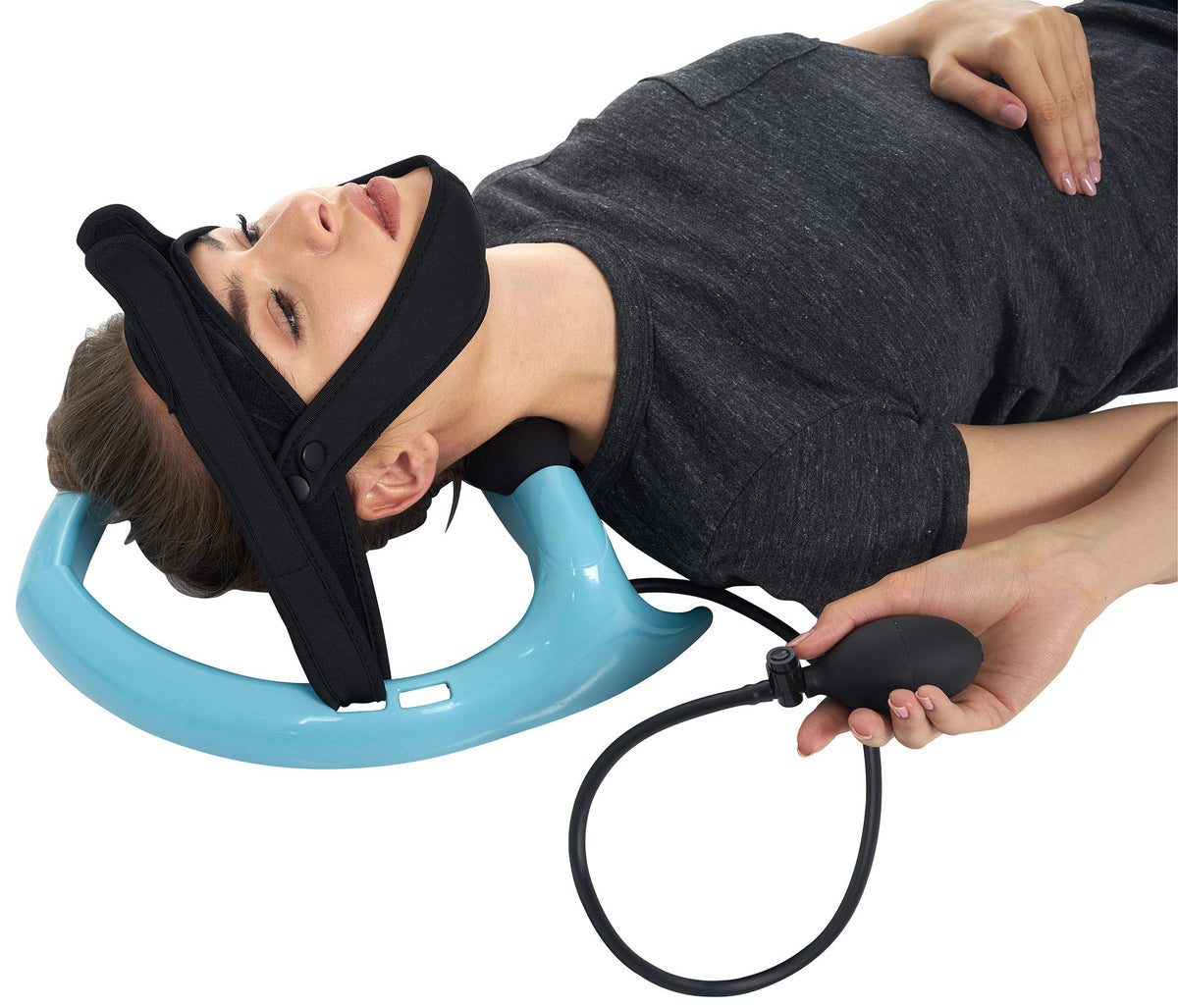 AllSett Health vista frontal del ejercitador cervical que mejora postura