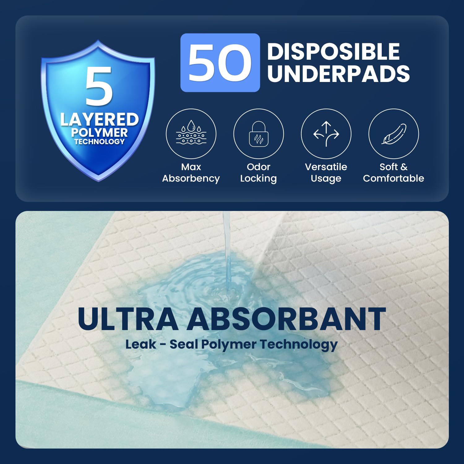 AllSett Health núcleo con gel absorbente en detalle, retención de líquidos eficaz