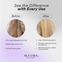 ALLURA HAIR mujer incorporando las gomitas en su rutina matutina
