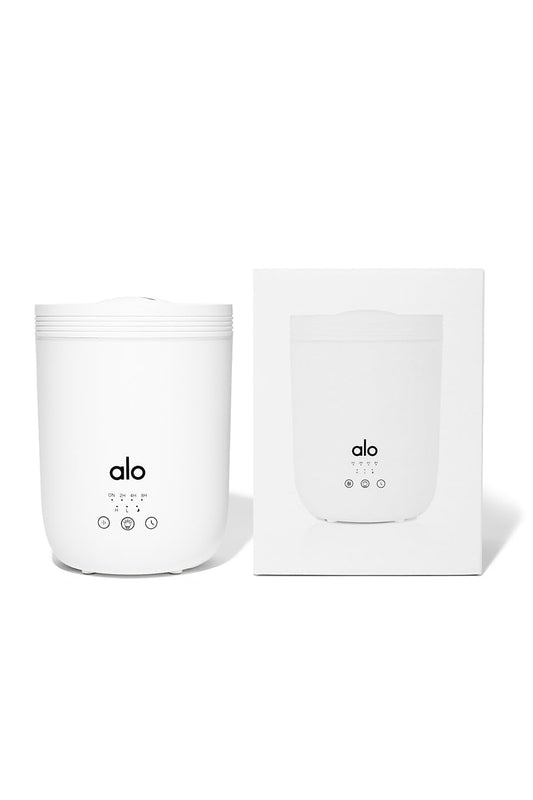 Alo Aura Diffuser water-tank closeup highlights easy refilling and durability.