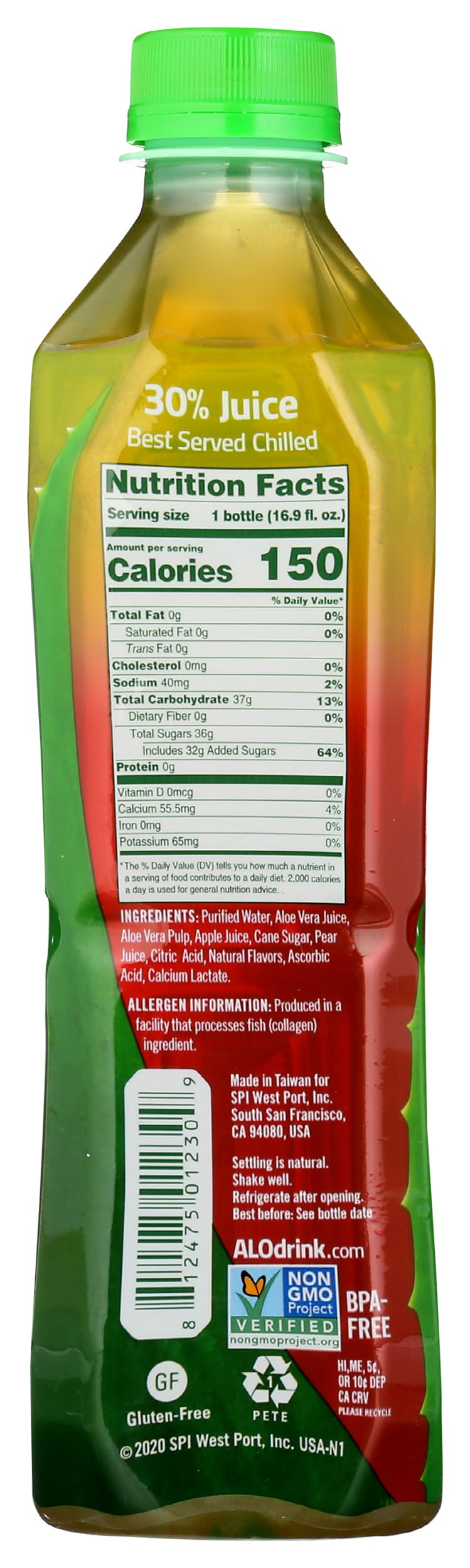 Comparación de tamaño Alo 16.9 fl oz frente a un vaso, formato práctico 500 ml