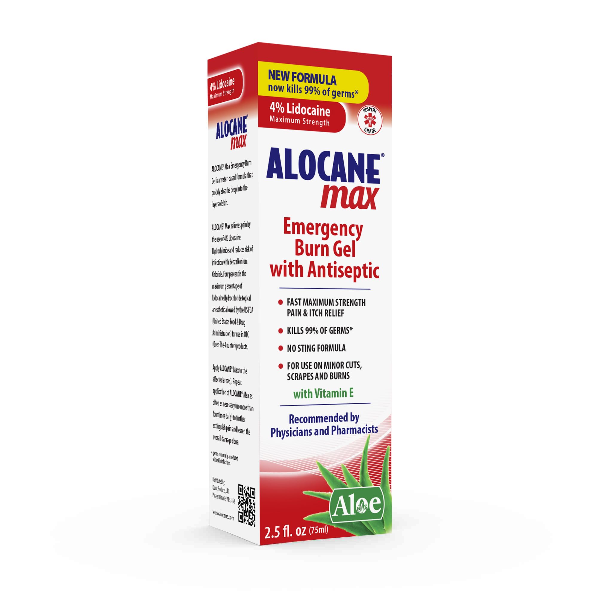 Alocane Max tubo frontal mostrando nombre y tamaño práctico