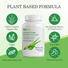 AloeCure cápsula abierta mostrando polvo de aloe y concentración