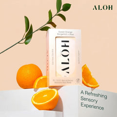 ALŌH etiqueta con ingredientes mostrando aloe y aceites esenciales